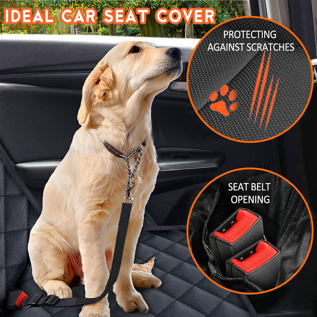 Waterproof Dog Car Seat Cover - Non-Slip Back Seat Protector for Cars, Trucks & SUVs - Fits Middle Armrest - Black