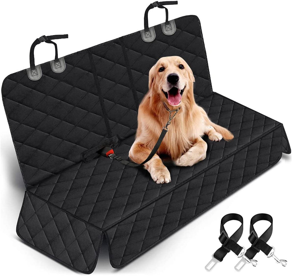 Waterproof Dog Car Seat Cover - Non-Slip Back Seat Protector for Cars, Trucks & SUVs - Fits Middle Armrest - Black