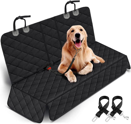 Waterproof Dog Car Seat Cover - Non-Slip Back Seat Protector for Cars, Trucks & SUVs - Fits Middle Armrest - Black